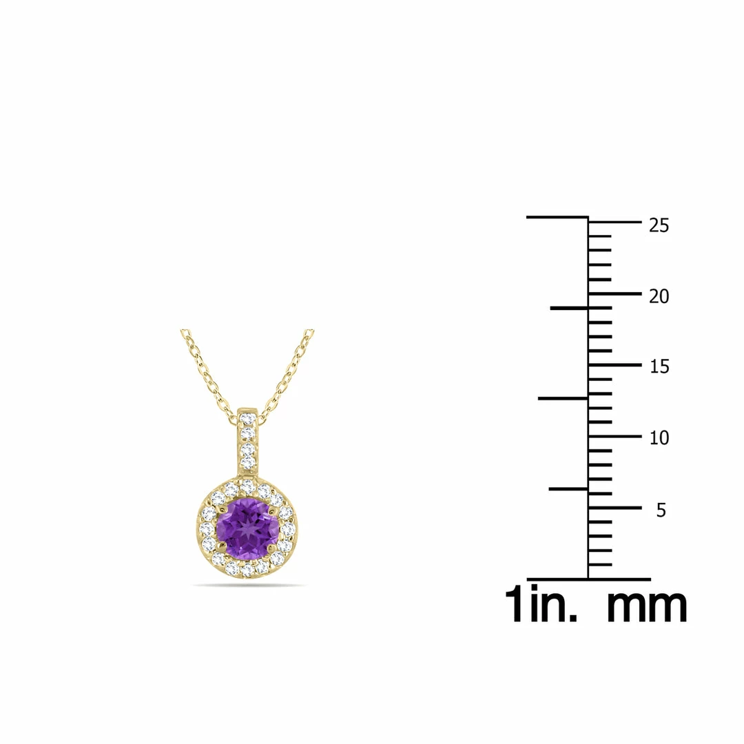 Outlet π Monary 1/2 Carat TW Halo Amethyst And Diamond Pendant in 10K Yellow Gold for π© women 𧨠- Image 2