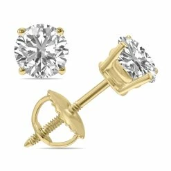 Deals ⭐ Monary Lab Grown 1.50 Carat Total Weight Diamond Solitaire Earrings in 14K Yellow Gold (F-G Color, VVS1-VVS2 Clarity) for 👩 women 👍