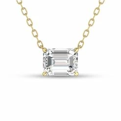New π Monary Lab Grown 1 CTW Floating Emerald Diamond Solitaire Pendant in 14K Yellow Gold for π© women π
