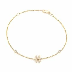 Best Sale 😀 Monary Diamond Initial Fashion Bracelet "H" (14k) (6+1") for 👩 women ✔️