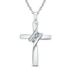 Best deal ✨ Monary Three Stone Diamond Cross Pendant in 10K White Gold for 👩 women 😉