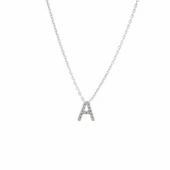 Hot Sale 🔔 Monary Silver Diamond Initial "A" Necklace for 👩 women 🔥