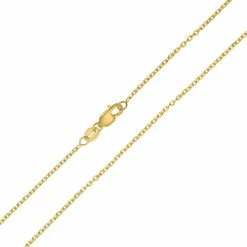 Hot Sale π Monary 14K Yellow Gold 1.4mm Diamond Cut Oval Cable Chain with Lobster Clasp - 18 Inch for π© women π₯°