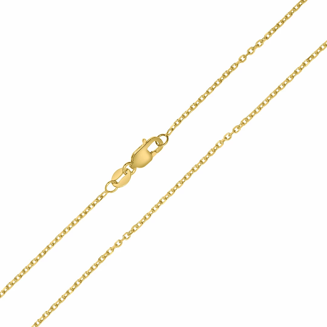 Hot Sale π Monary 14K Yellow Gold 1.4mm Diamond Cut Oval Cable Chain with Lobster Clasp - 18 Inch for π© women π₯°