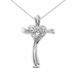 Flash Sale π Monary Heart and Cross Diamond Pendant in 10K White Gold for π© women π―