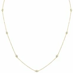 Promo ⭐ Monary 3/4 Carat TW Bezel Set Diamond Station Necklace in 14K Yellow Gold for 👩 women 👏
