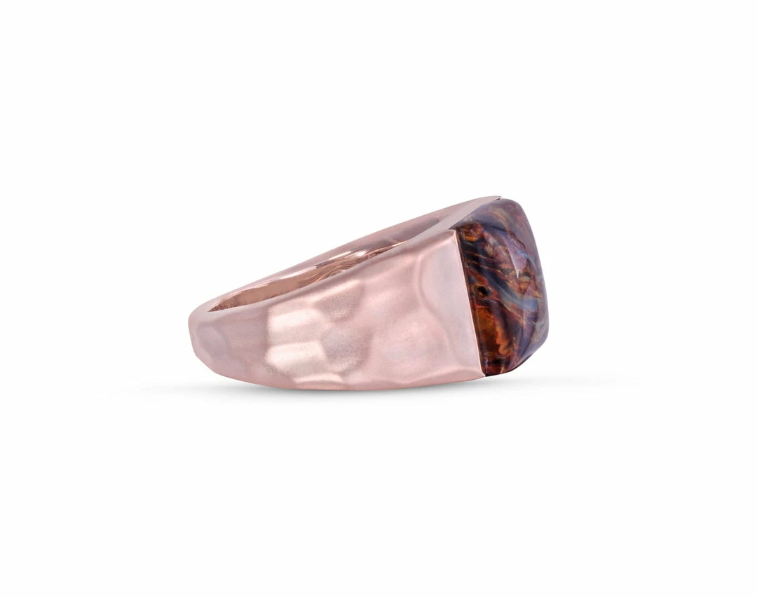 New π₯ Monary Red Pietersite Stone Signet Ring in 14K Rose Gold Plated Sterling Silver for men π - Image 3