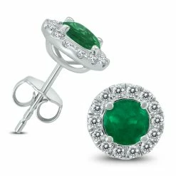 Best deal π€© Monary Genuine 1 3/4 Carat TW Natural Emerald And Real Diamond Halo Earrings in 14K White Gold for π© women π₯°