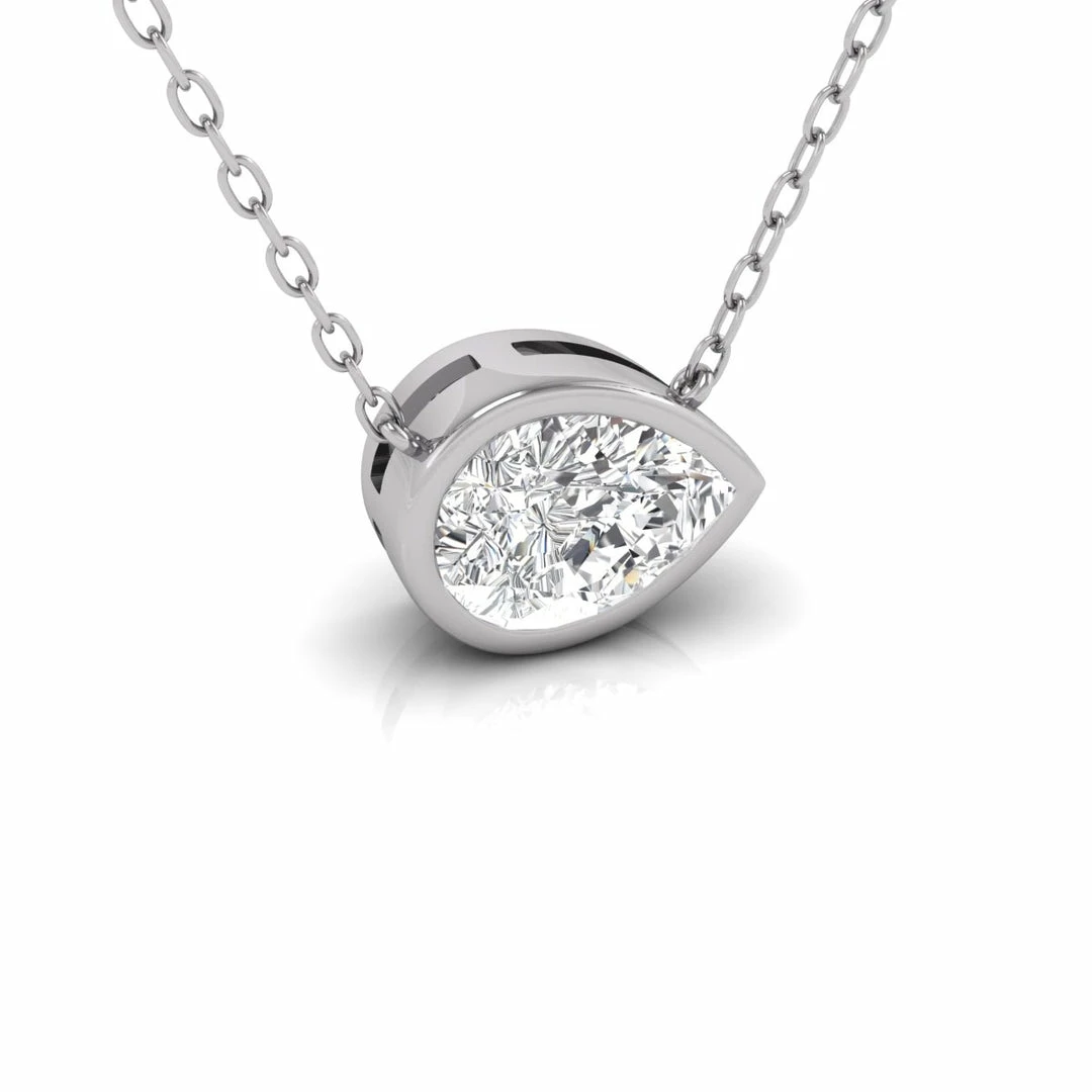 Flash Sale π₯ Monary Lab Grown 3/4 CTW Pear Shaped Bezel Set Diamond Solitaire Pendant in 14K White Gold for π© women β¨ - Image 4