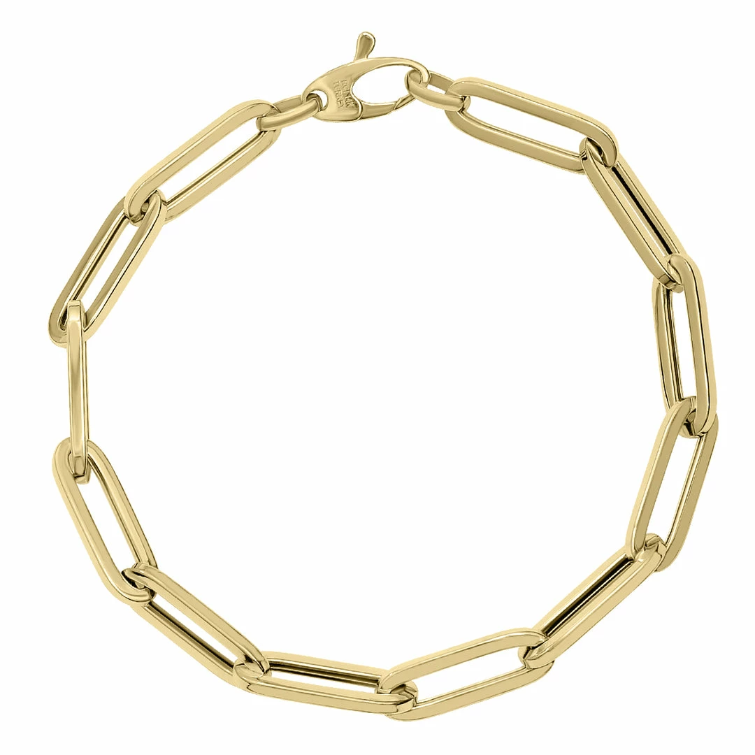 Cheap β Monary 14K Yellow Gold Chunk Paperclip Bracelet With Lobster Clasp for π© women π