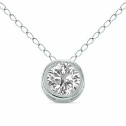 Best reviews of 🔔 Monary Lab Grown 1/2 Carat Round Solitaire Diamond Bezel Set Pendant in 14K White Gold (F-G Color, VVS1-VVS2 Clarity) for 👩 women 😍