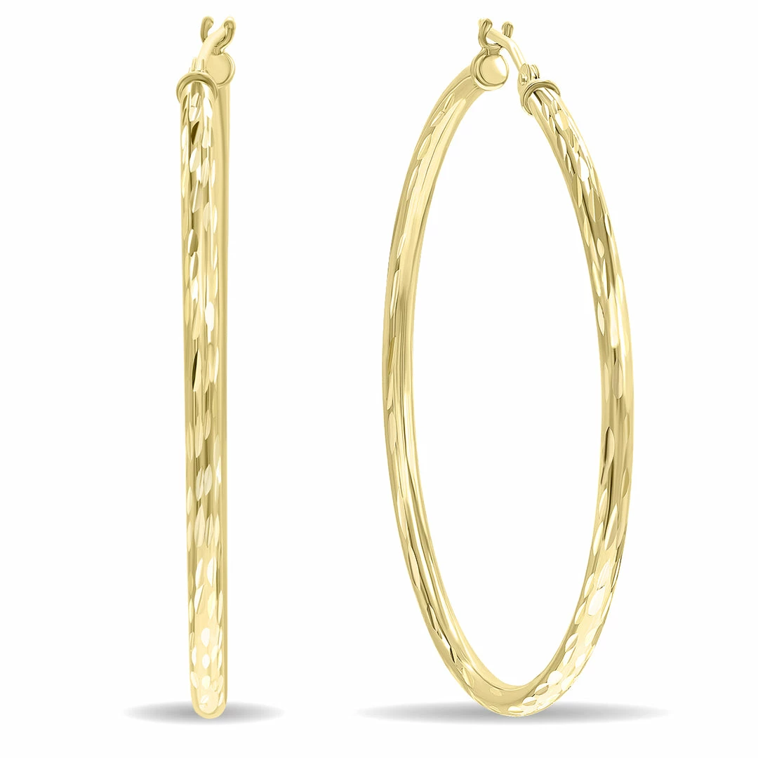Deals β¨ Monary 10K Yellow Gold Shiny Diamond Cut Engraved Hoop Earrings (40mm) for π© women β€οΈ