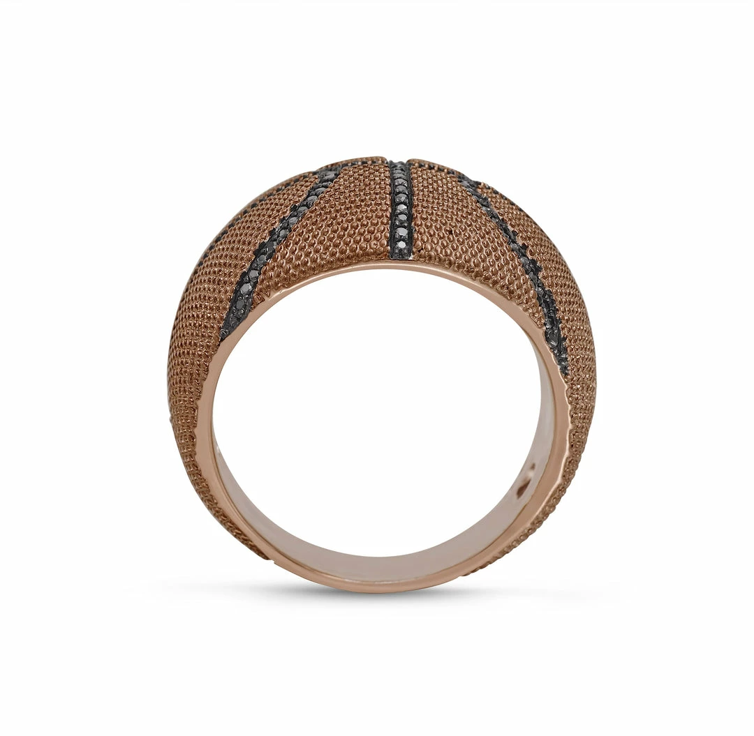 Buy β Monary Slam Dunk π Basketball Brown Rhodium Plated Sterling Silver Black Diamond Ring for men β€οΈ - Image 4