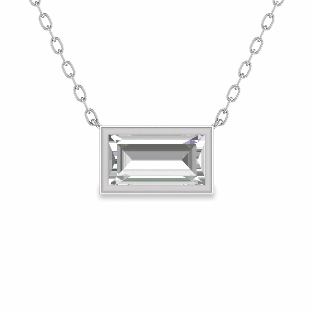 Promo π Monary Lab Grown 1/2 CTW Baguette Bezel Set Diamond Solitaire Pendant in 14K White Gold for π© women β¨