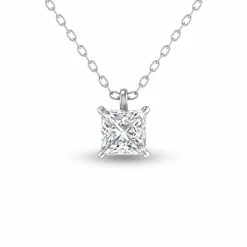 Promo 😀 Monary Lab Grown 1/2 CTW Princess Cut Solitaire Diamond Pendant in 14K White Gold for 👩 women 😉