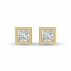 Flash Sale 😍 Monary Lab Grown 3/4 CTW Princess Cut Bezel Set Solitaire Diamond Earrings in 14K Yellow Gold for 👩 women 👏