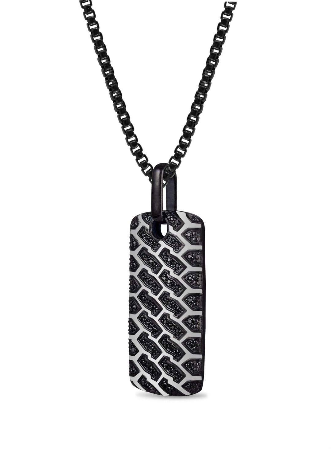 Coupon π Monary Fast Track Black Rhodium Plated Sterling Silver Tire Tread Black Diamond Tag for men β¨ - Image 3