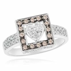 Wholesale 🔔 Monary White & Brown Diamond Right Hand Ring for 👩 women 👍