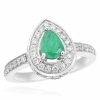 Deals ⌛ Monary Pear Shaped Green Emerald & Diamond Unique Ring for 👩 women 🔥