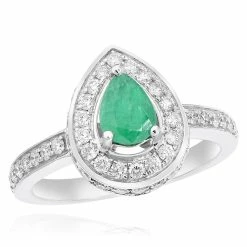 Deals ⌛ Monary Pear Shaped Green Emerald & Diamond Unique Ring for 👩 women 🔥