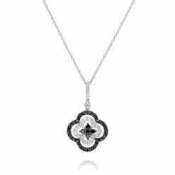 New 🔔 Monary Black & White Diamond Pendant Necklace Set in 14K White Gold for 👩 women 🛒