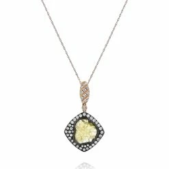 Best Sale 🌟 Monary Yellow & White Diamond Pendant Necklace Set in 18K Two for 👩 women ⌛