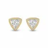 Cheapest 🌟 Monary Lab Grown 1/2 CTW Trillion Shaped Bezel Set Solitaire Diamond Earrings in 14K Yellow Gold for 👩 women 🔥