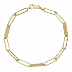 Best Sale βοΈ Monary 14K Yellow Gold 3.8MM Paperclip Bracelet With Accents and a Lobster Clasp for π© women π