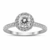 Budget 👏 Monary Signature Quality (H-I Color, SI1-SI2 Clarity) 1 Carat TW Diamond Halo Ring in 14K White Gold for 👩 women ❤️