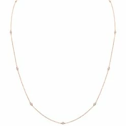Promo ⭐ Monary 1/4 Carat TW Bezel Set Diamond Station Necklace in 14K Rose Gold for 👩 women 🔥