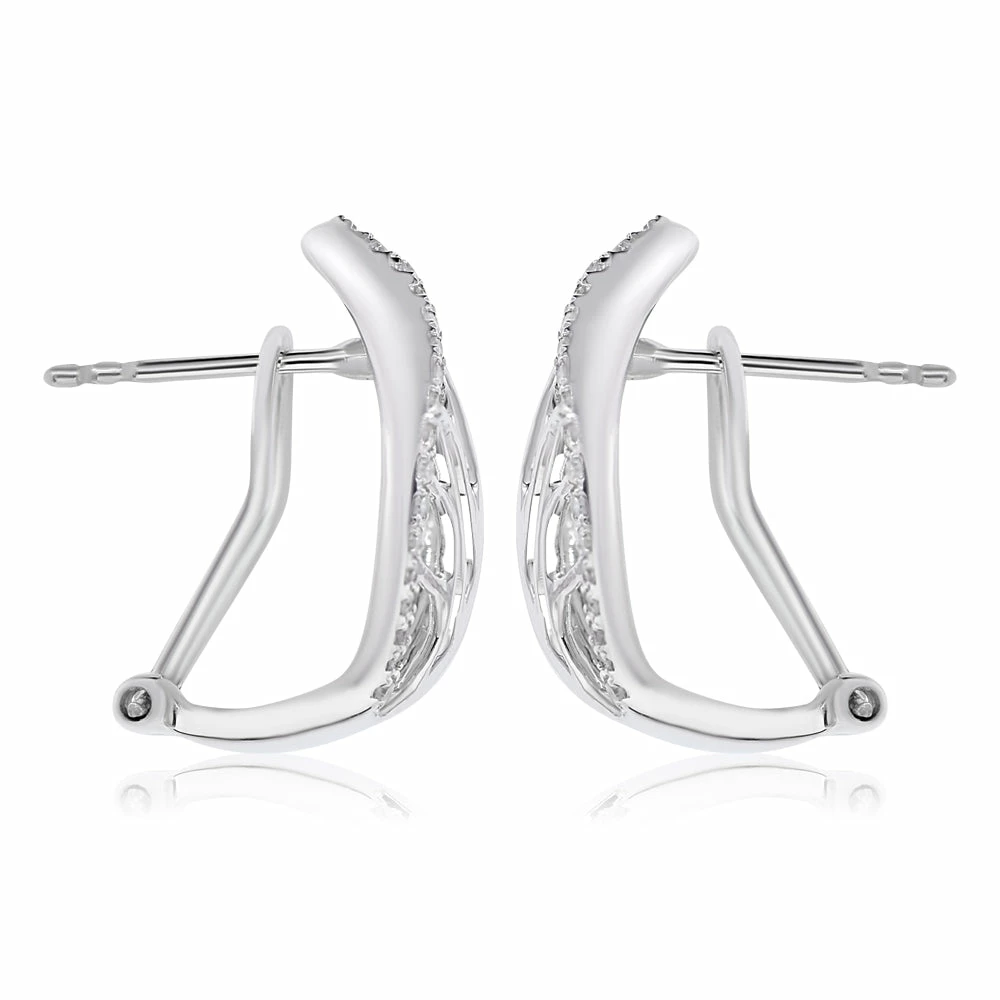 New π Monary White Diamond Earrings Set in 14K White Gold for π© women π