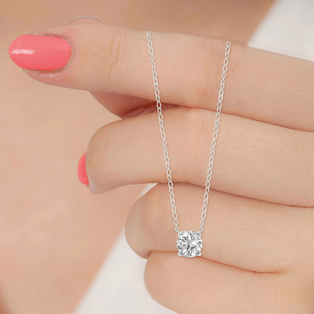 Promo π₯ Monary Lab Grown 1/2 Carat Floating Round Diamond Solitaire Pendant in 14K White Gold (F-G Color, VVS1-VVS2 Clarity) for π© women π€© - Image 4