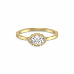 Cheapest 😍 Monary Lab Grown 1/4 CTW Marquise Bezel Solitaire Diamond Ring in 14K Yellow Gold for 👩 women 🧨