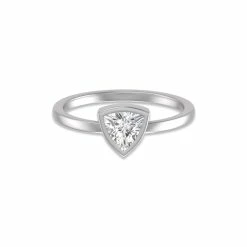 Flash Sale β€οΈ Monary Lab Grown 1/2 CTW Trillion Bezel Solitaire Diamond Ring in 14K White Gold for π© women π