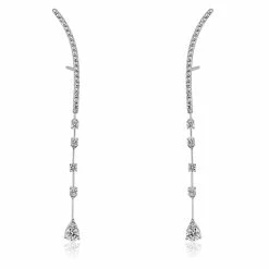 Best Pirce 🔥 Monary White Diamond Drop Earrings Set in 18K White Gold for 👩 women ⌛