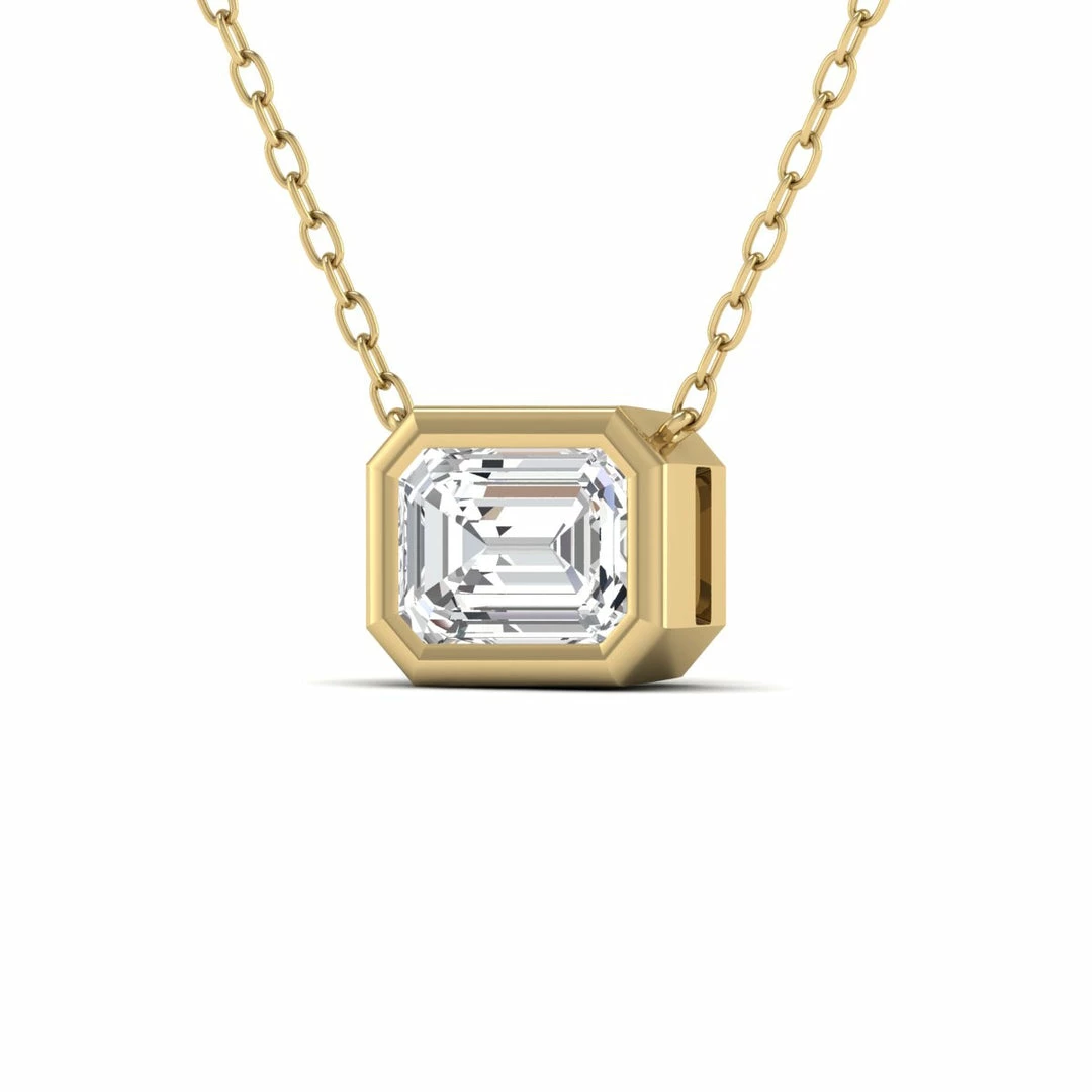 Brand new 𧨠Monary Lab Grown 1/2 CTW Emerald Cut Bezel Set Diamond Solitaire Pendant in 14K Yellow Gold for π© women π - Image 2