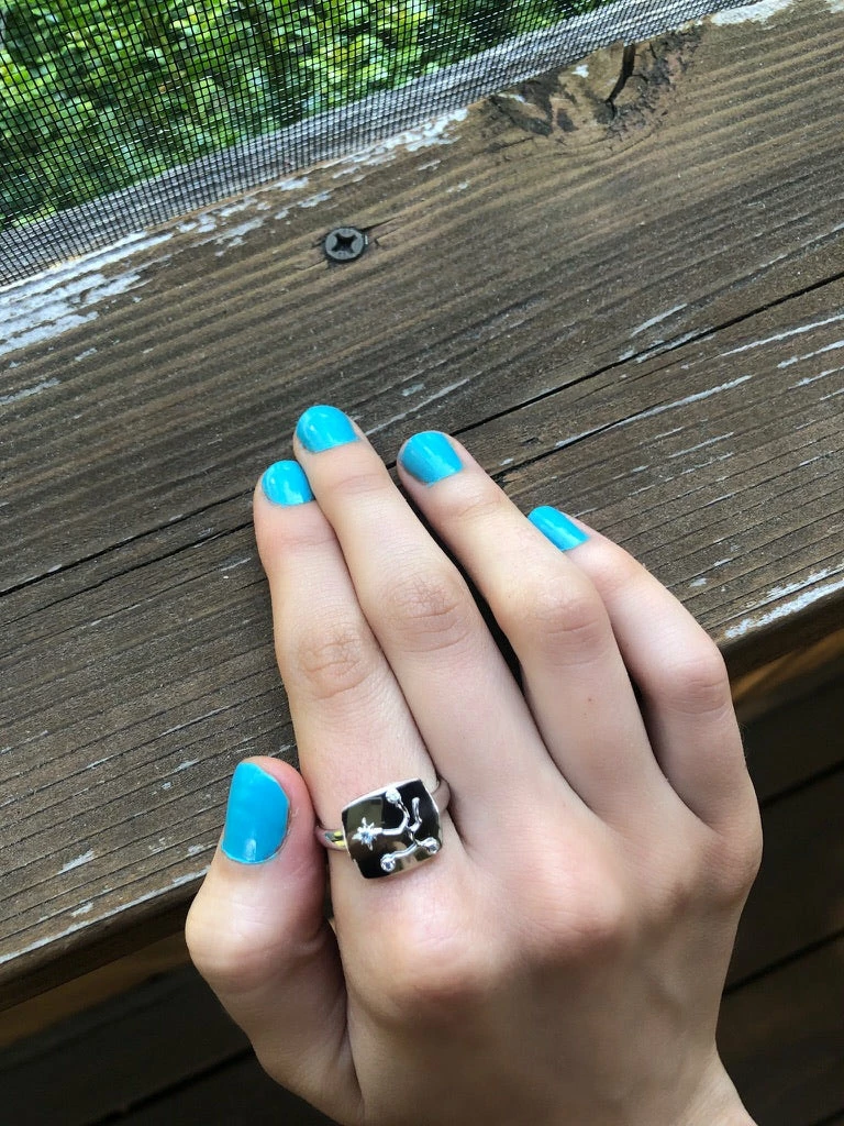 Cheap β Monary Sagittarius Archer Blue Topaz & Diamond Constellation Signet Ring in Sterling Silver for π© women π - Image 2