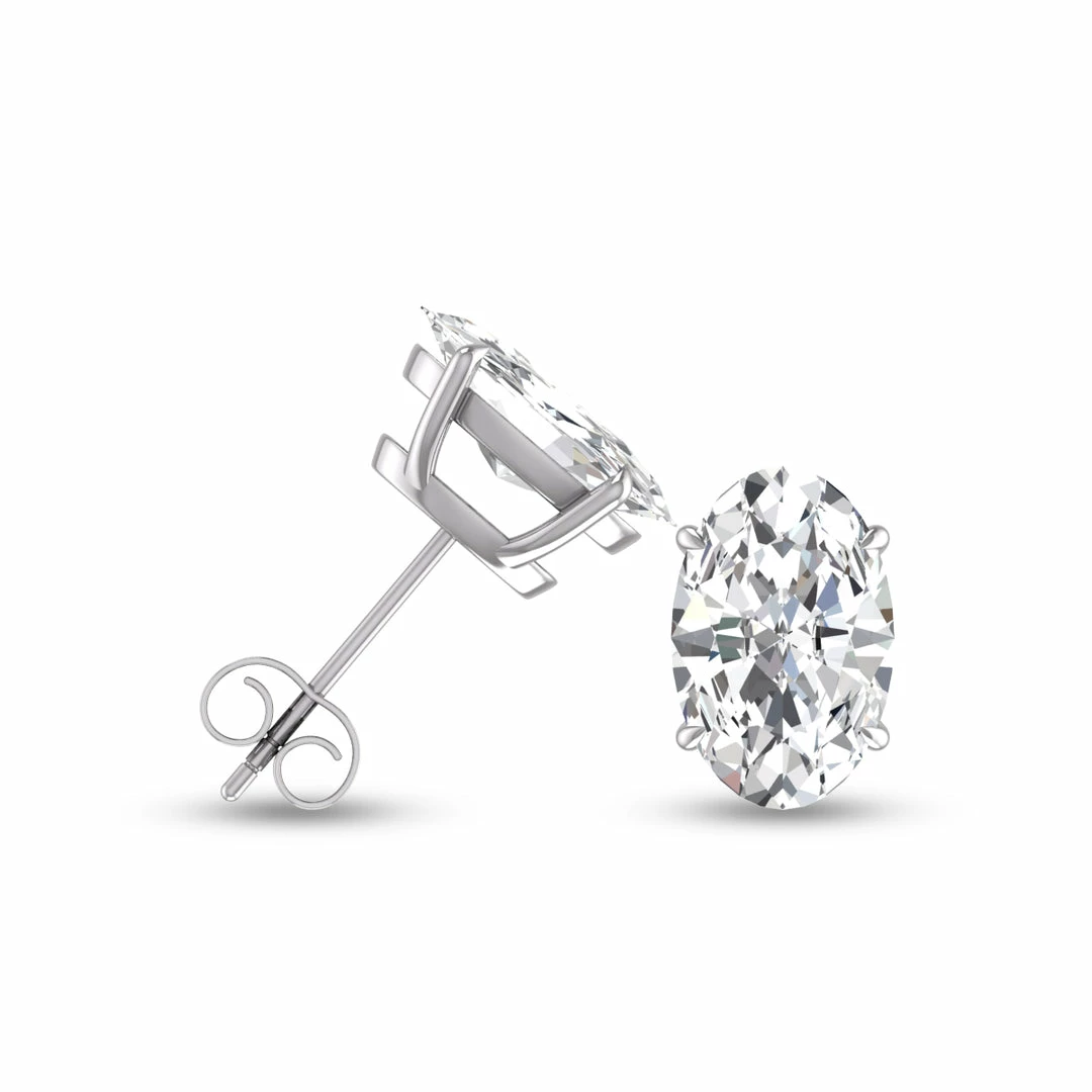 Best Sale π Monary Lab Grown 1/4 CTW Oval Solitaire Diamond Earrings in 14K White Gold for π© women π - Image 2