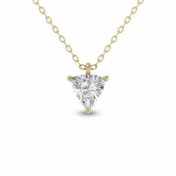 Discount 𧨠Monary Lab Grown 1 CTW Trillion Shaped Solitaire Diamond Pendant in 14K Yellow Gold for π© women π₯°