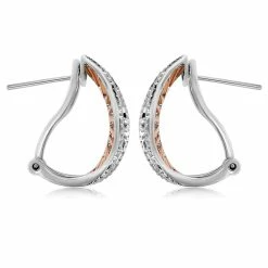 Flash Sale 🎁 Monary Diamond Huggies Earrings Set in 14K Two Tone Gold for 👩 women 😍