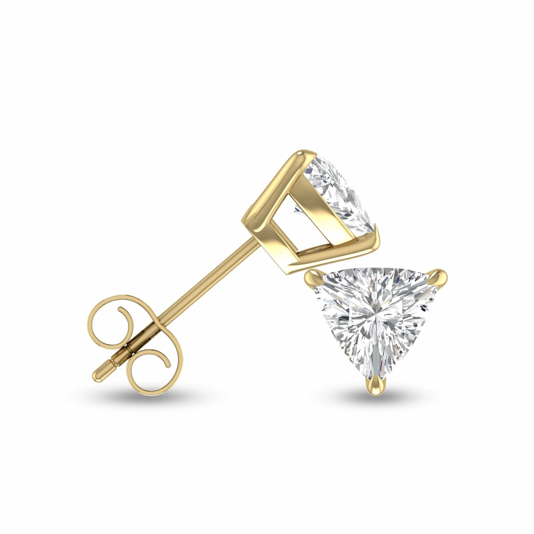 Coupon π Monary Lab Grown 1 CTW Trillion Shaped Solitaire Diamond Earrings in 14K Yellow Gold for π© women π - Image 2