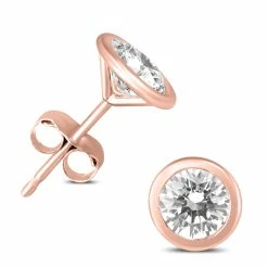 Top 10 🎁 Monary 1/2 Carat TW Bezel Diamond Solitaire Stud Earrings in 14K Rose Gold for 👩 women 🤩