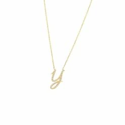 Outlet ✔️ Monary Diamond Script Initial Necklace (Yg/ 16+2") for 👩 women 👍