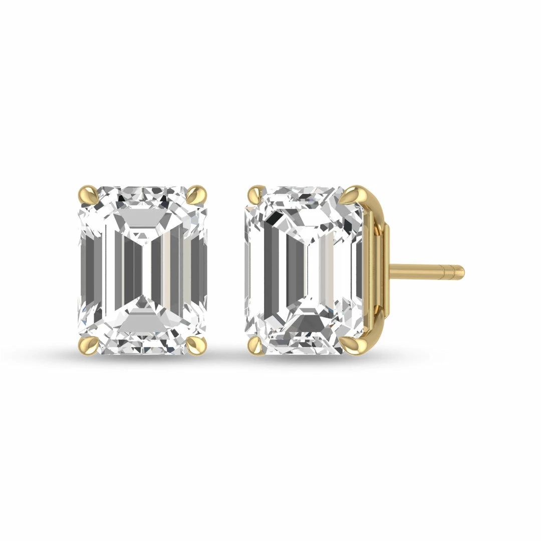 Promo 𧨠Monary Lab Grown 1 CTW Emerald Cut Solitaire Diamond Earrings in 14K Yellow Gold for π© women π€© - Image 3