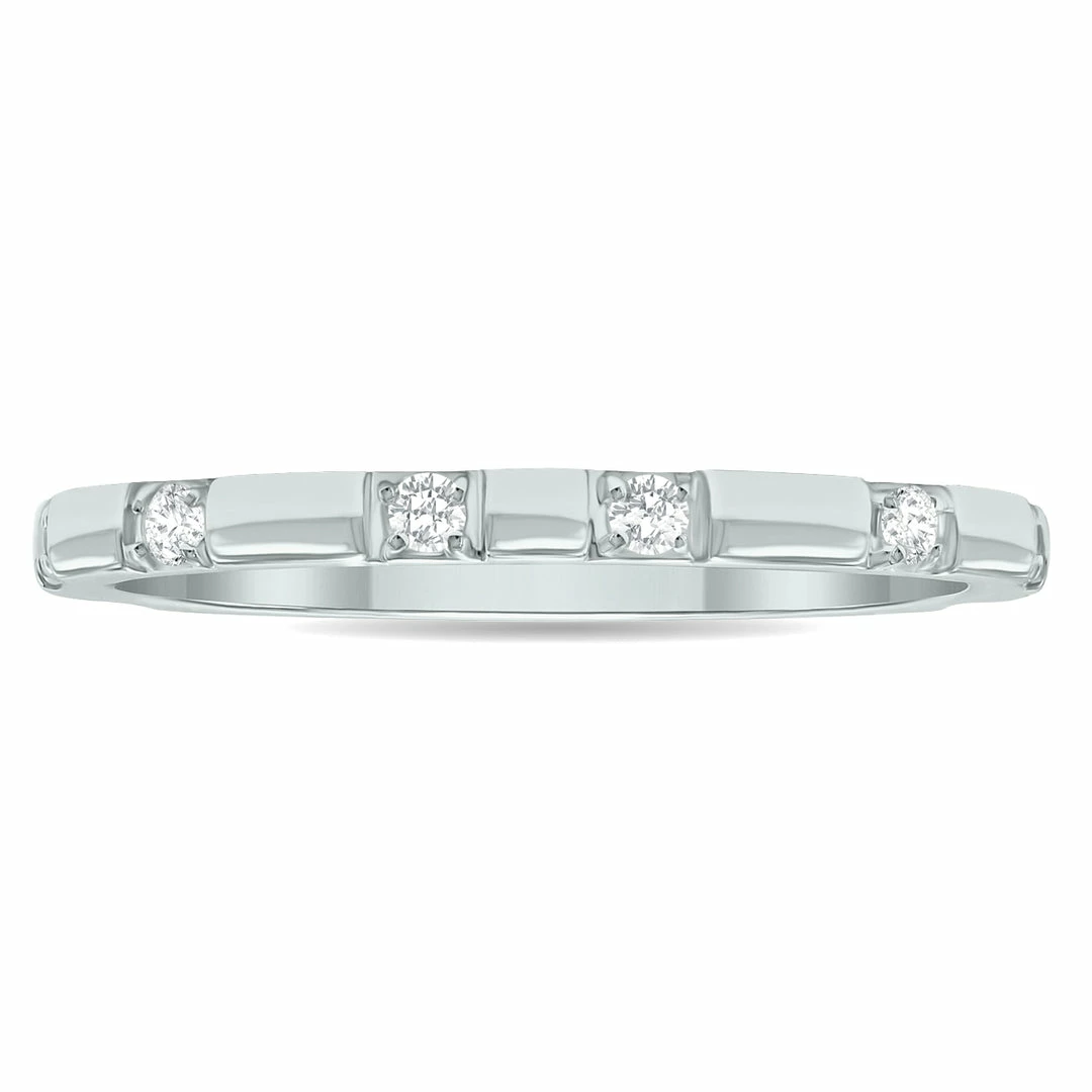 Discount β Monary π© Women's 1/10 Carat TW Thin Diamond Wedding or Fashion Band in 10K White Gold π₯°