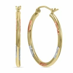 Outlet 🔥 Monary 10K Yellow Gold Two Tone Embedded Round Hoop Earrings for 👩 women ⌛