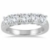 Flash Sale ⭐ Monary 1 1/2 Carat TW Five Stone Diamond Wedding Band in 14K White Gold for 👩 women 🔔