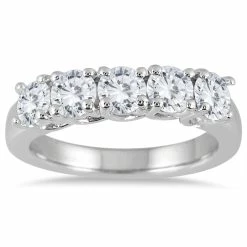 Flash Sale β Monary 1 1/2 Carat TW Five Stone Diamond Wedding Band in 14K White Gold for π© women π