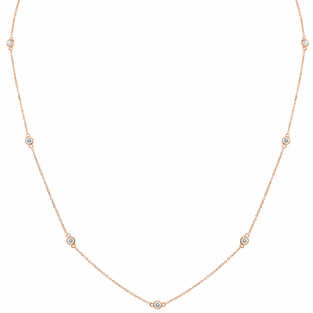 Cheapest β Monary 3/4 Carat TW Bezel Set Diamond Station Necklace in 14K Rose Gold for π© women π