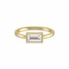 Top 10 ⭐ Monary Lab Grown 1/4 CTW Baguette Bezel Solitaire Diamond Ring in 14K Yellow Gold for 👩 women 🥰